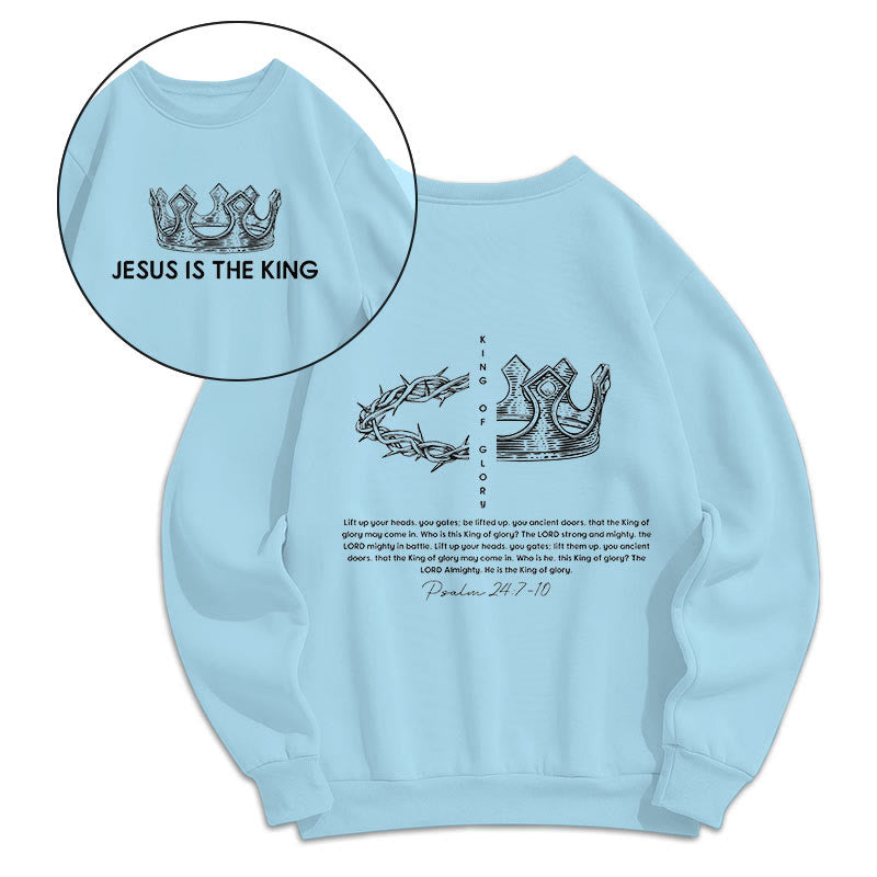 Christianartworkshop Zitat-Stil Jesus ist der König Fleece-gefüttertes Polyester-Sweatshirt - Blau - 2XL - image 11