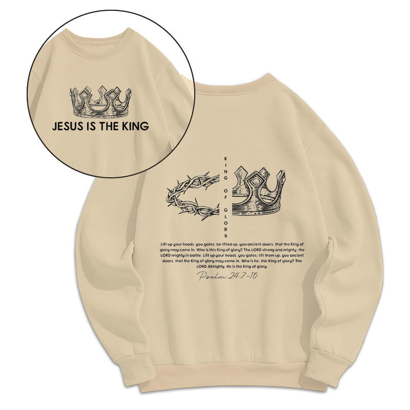 Christianartworkshop Zitat-Stil Jesus ist der König Fleece-gefüttertes Polyester-Sweatshirt - Beige - 2XL - image 8