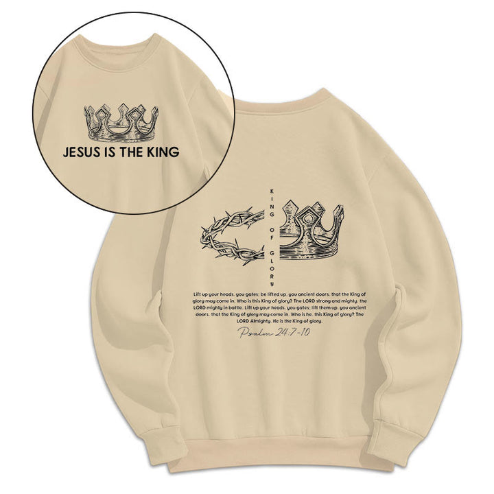 Christianartworkshop Zitat-Stil Jesus ist der König Fleece-gefüttertes Polyester-Sweatshirt - Beige - 2XL - image 8