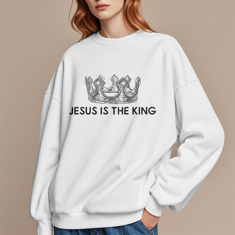Christianartworkshop Zitat-Stil Jesus ist der König Fleece-gefüttertes Polyester-Sweatshirt - image 7
