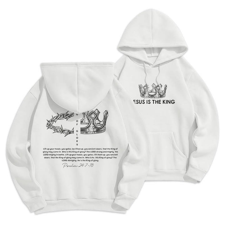 Christianartworkshop Zitat-Stil Jesus ist der König Fleece-gefütterter Polyester-Kapuzenpullover
