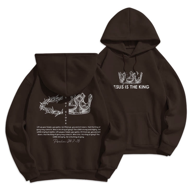 Christianartworkshop Zitat-Stil Jesus ist der König Fleece-gefütterter Polyester-Kapuzenpullover