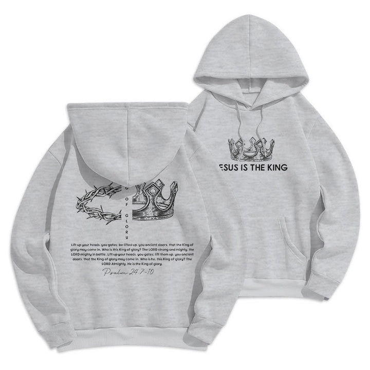Christianartworkshop Zitat-Stil Jesus ist der König Fleece-gefütterter Polyester-Kapuzenpullover