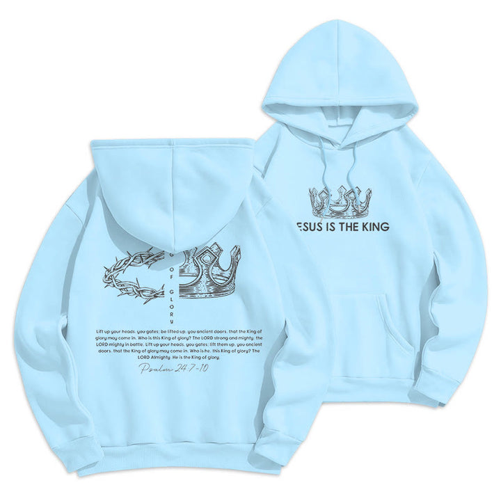 Christianartworkshop Zitat-Stil Jesus ist der König Fleece-gefütterter Polyester-Kapuzenpullover