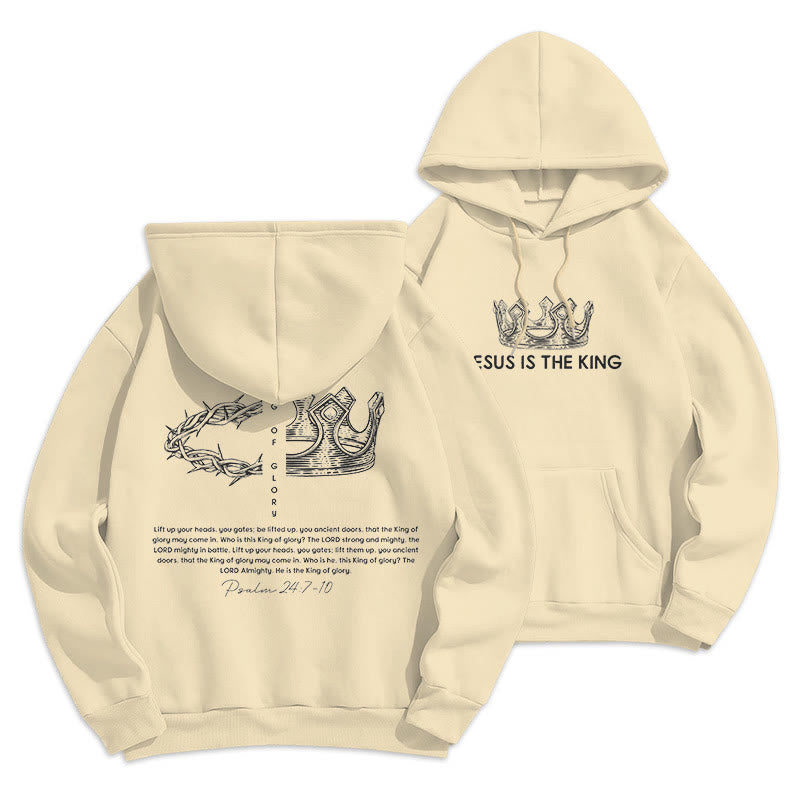 Christianartworkshop Zitat-Stil Jesus ist der König Fleece-gefütterter Polyester-Kapuzenpullover