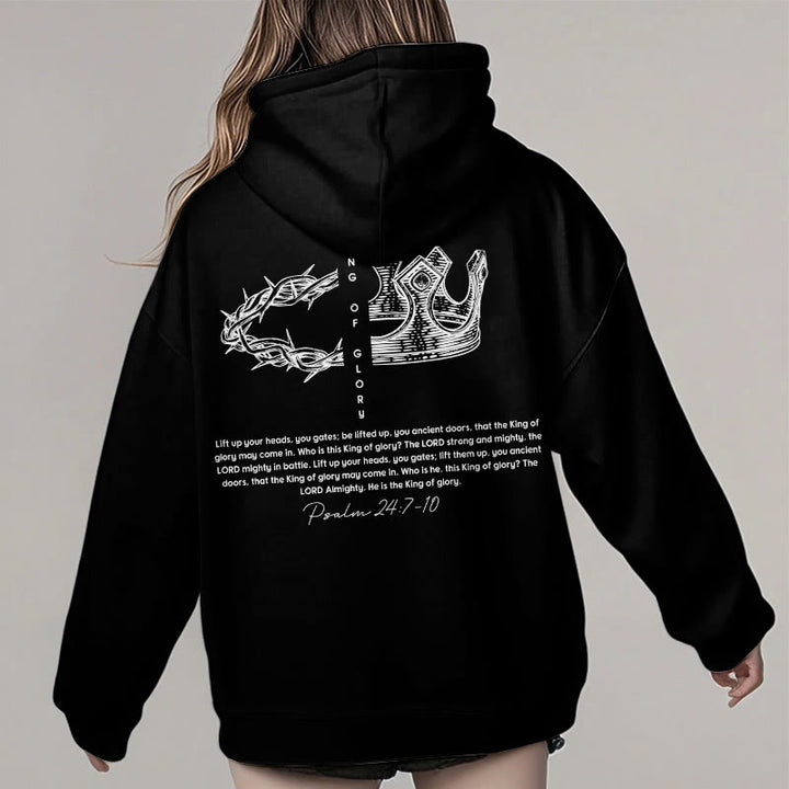 Christianartworkshop Zitat-Stil Jesus ist der König Fleece-gefütterter Polyester-Kapuzenpullover