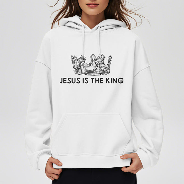 Christianartworkshop Zitat-Stil Jesus ist der König Fleece-gefütterter Polyester-Kapuzenpullover - image 7