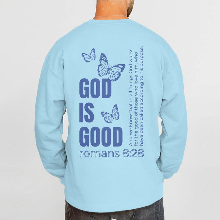 Christianartworkshop Zitat-Stil Schmetterling Gott ist gut Fleece gefüttert Polyester Sweatshirt
