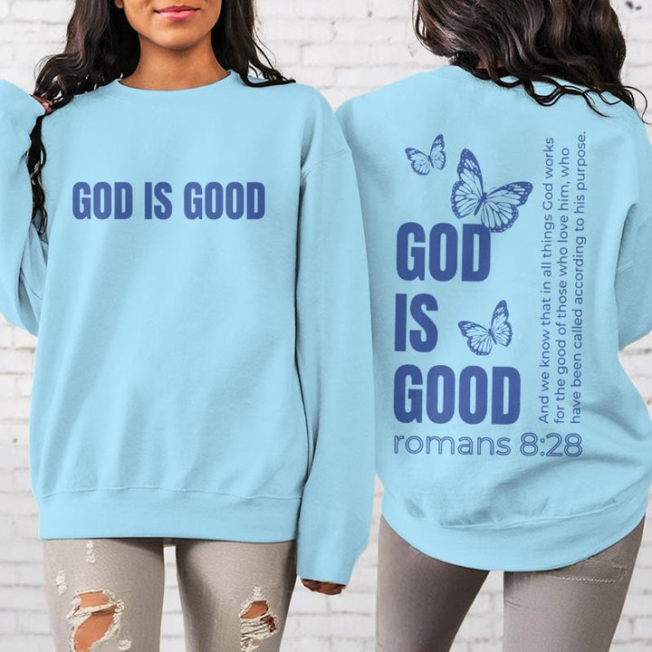 Christianartworkshop Zitat-Stil Schmetterling Gott ist gut Fleece gefüttert Polyester Sweatshirt