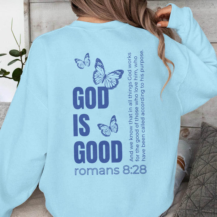 Christianartworkshop Zitat-Stil Schmetterling Gott ist gut Fleece gefüttert Polyester Sweatshirt
