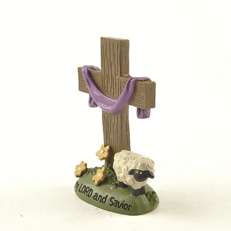 Christianartworkshop Klassischer Stil, Kreuz „Mein Herr und Erlöser“, Schaf-Figur, Schreibtisch-Dekoration, Ornament