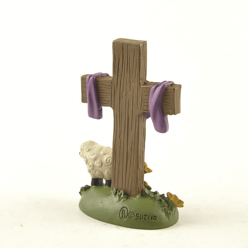 Christianartworkshop Klassischer Stil, Kreuz „Mein Herr und Erlöser“, Schaf-Figur, Schreibtisch-Dekoration, Ornament