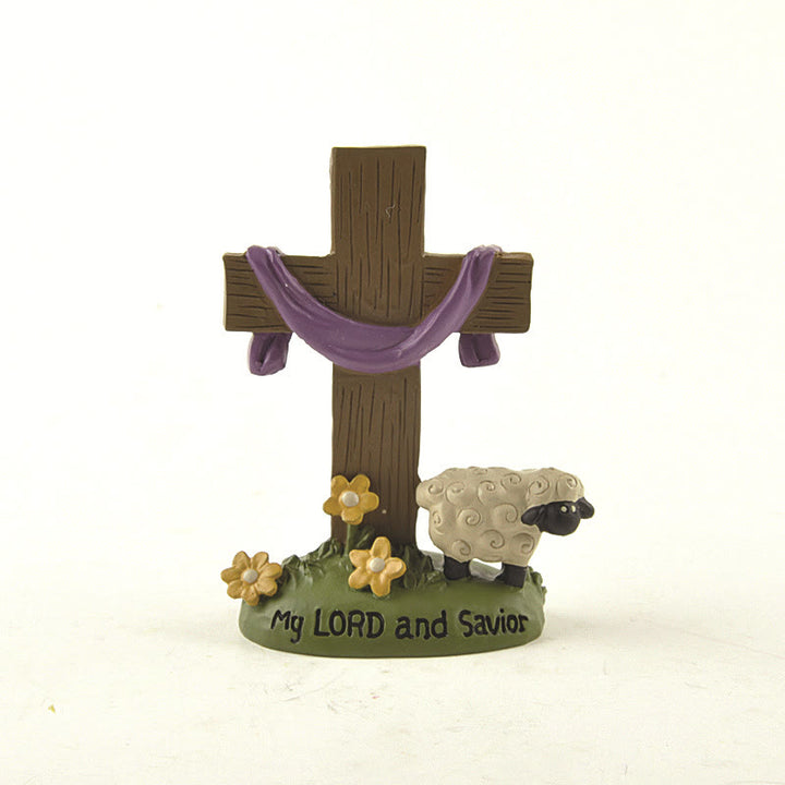 Christianartworkshop Klassischer Stil, Kreuz „Mein Herr und Erlöser“, Schaf-Figur, Schreibtisch-Dekoration, Ornament