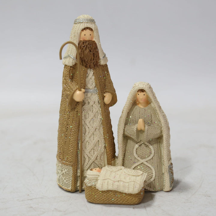 Christianartworkshop Figur der Heiligen Familie im klassischen Stil, Kunstharz, Strickeffekt, Schreibtischdekoration, Ornament