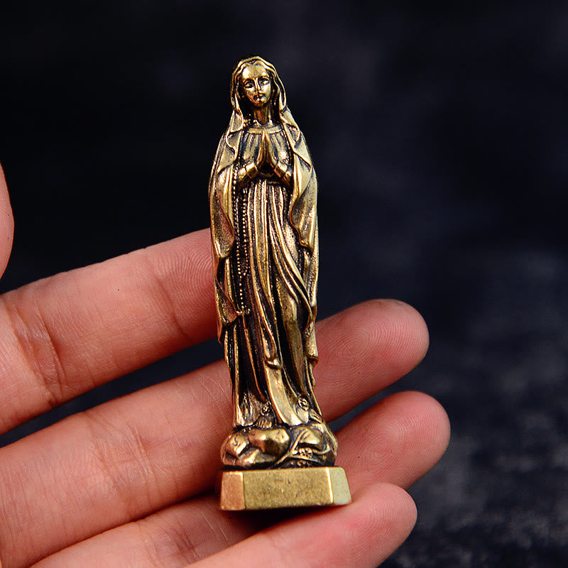 Christianartworkshop Statue der Jungfrau Maria, klassischer Stil, exquisites Messing, Unsere Liebe Frau, betet für uns