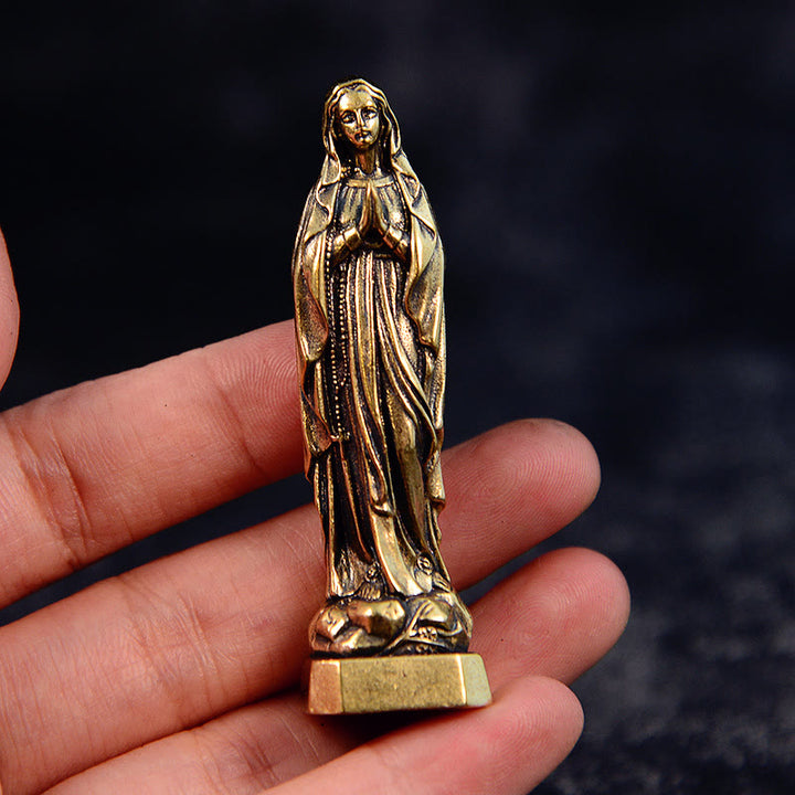 Christianartworkshop Statue der Jungfrau Maria, klassischer Stil, exquisites Messing, Unsere Liebe Frau, betet für uns