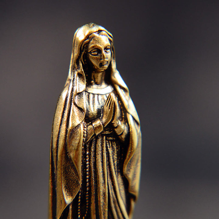 Christianartworkshop Statue der Jungfrau Maria, klassischer Stil, exquisites Messing, Unsere Liebe Frau, betet für uns