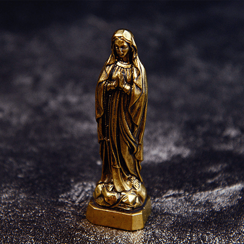Christianartworkshop Statue der Jungfrau Maria, klassischer Stil, exquisites Messing, Unsere Liebe Frau, betet für uns