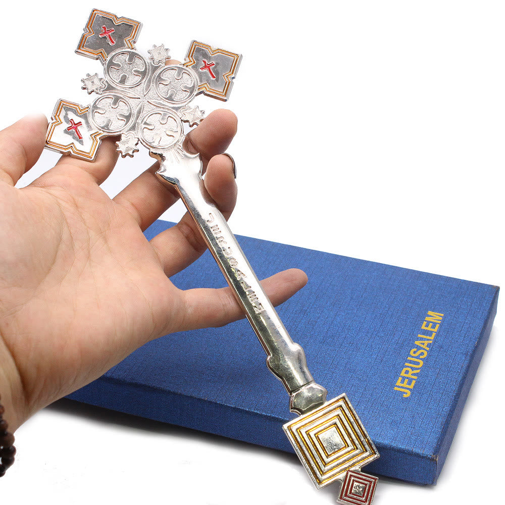 Christianartworkshop Klassisches Jerusalemkreuz in Form eines königlichen Segenshandkreuzes