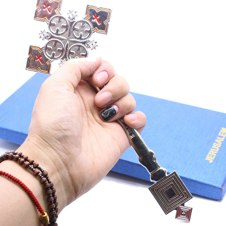 Christianartworkshop Klassisches Jerusalemkreuz in Form eines königlichen Segenshandkreuzes