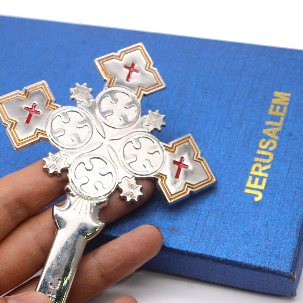 Christianartworkshop Klassisches Jerusalemkreuz in Form eines königlichen Segenshandkreuzes