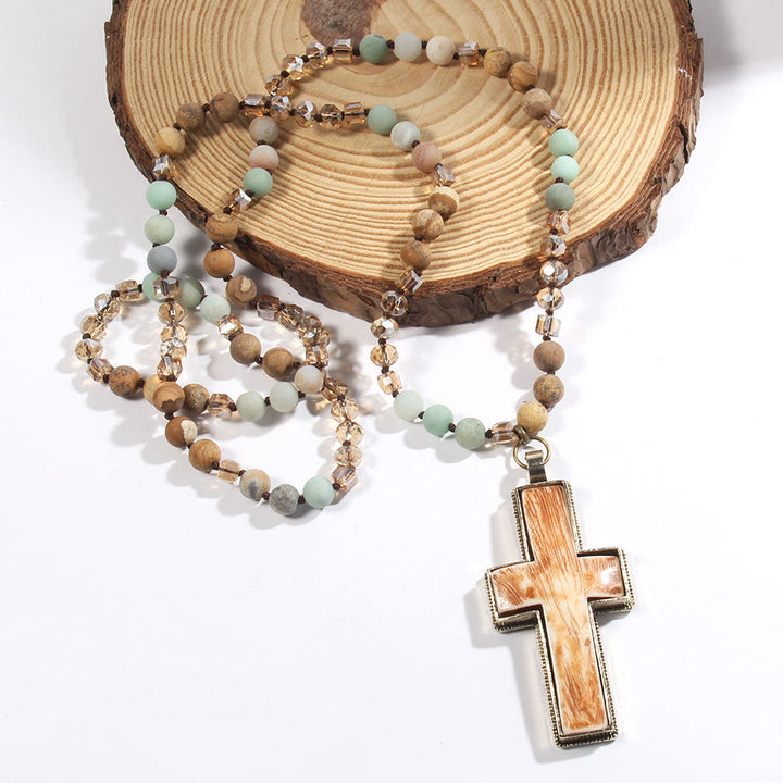 Christianartworkshop Halskette mit Perlenkreuz im klassischen Stil „Graceful Devotion“