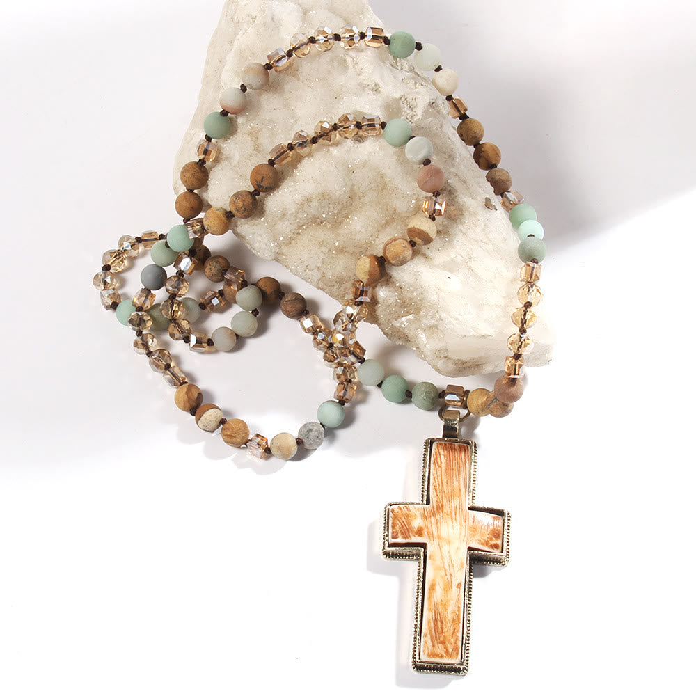 Christianartworkshop Halskette mit Perlenkreuz im klassischen Stil „Graceful Devotion“