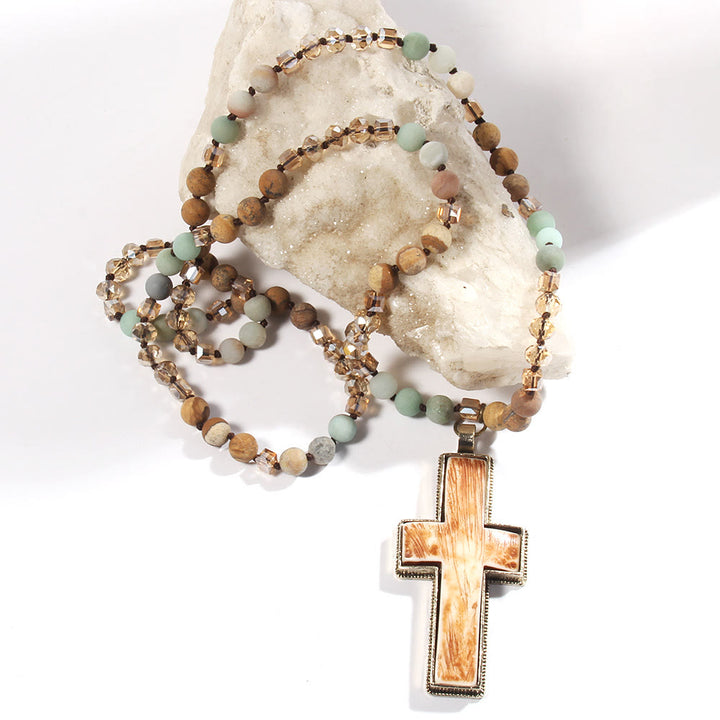 Christianartworkshop Halskette mit Perlenkreuz im klassischen Stil „Graceful Devotion“