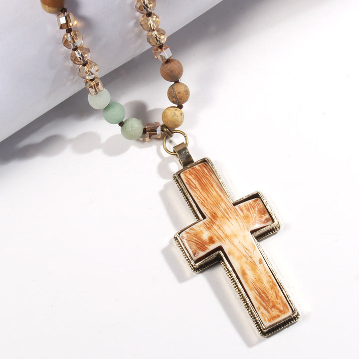 Christianartworkshop Halskette mit Perlenkreuz im klassischen Stil „Graceful Devotion“