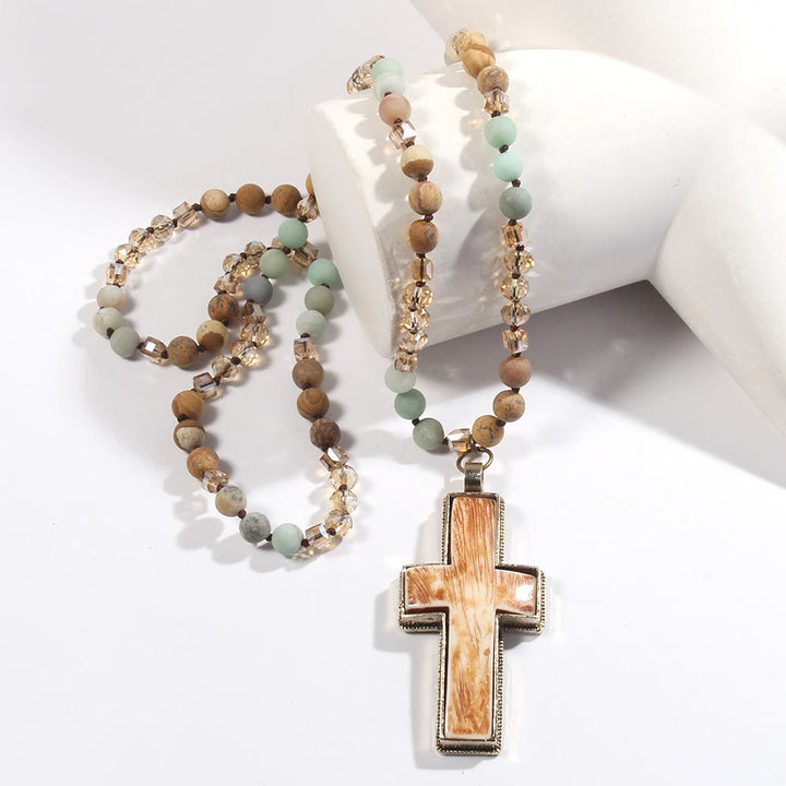 Christianartworkshop Halskette mit Perlenkreuz im klassischen Stil „Graceful Devotion“