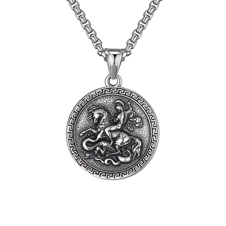 Christianartworkshop Halskette mit Anhänger St. Georg Drachentöter im klassischen Stil