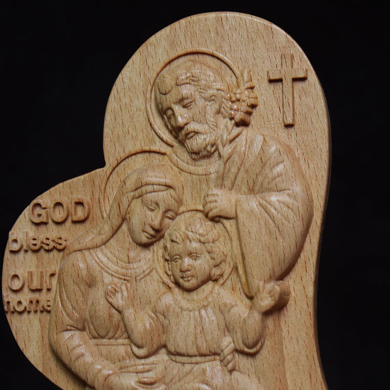 Christianartworkshop Segensstatue der Heiligen Familie aus Holz im klassischen Stil, Schreibtisch-Dekoration, Ornament