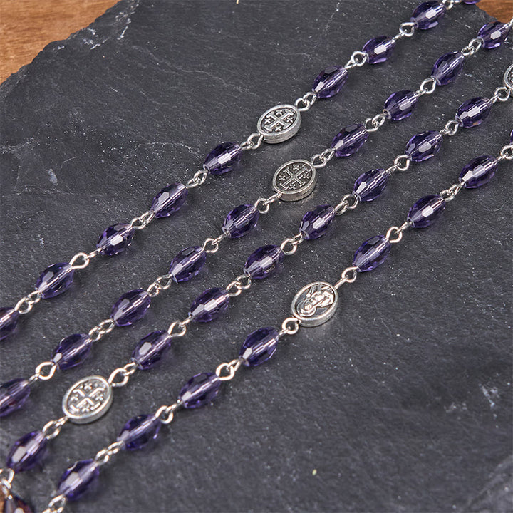 Christianartworkshop Wundertätige Medaille & Unsere Liebe Frau von Guadalupe, 6 x 8 mm, oval, violett, Kristalllegierung, Rosenkranz - image 5