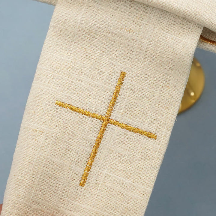 Christianartworkshop Klassisches Altarwäsche-Set mit goldenem Kreuz, bestickt, elegant, religiös