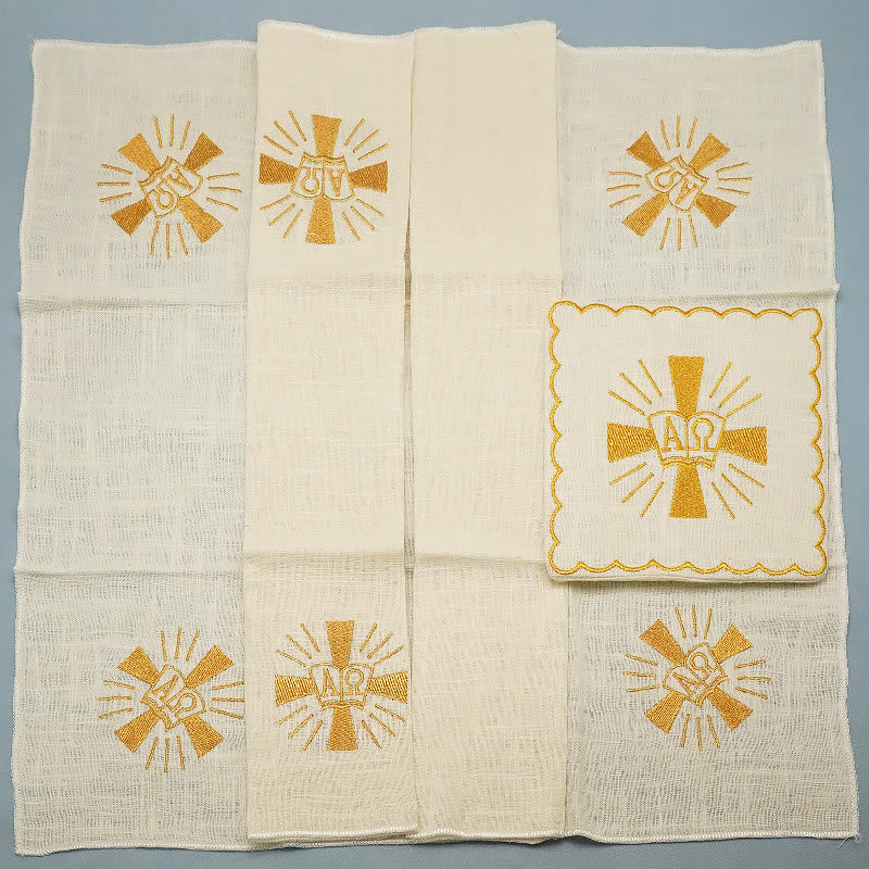 Christianartworkshop Altar-Leinenset im klassischen Stil, goldenes, glänzendes Grace-Kreuz