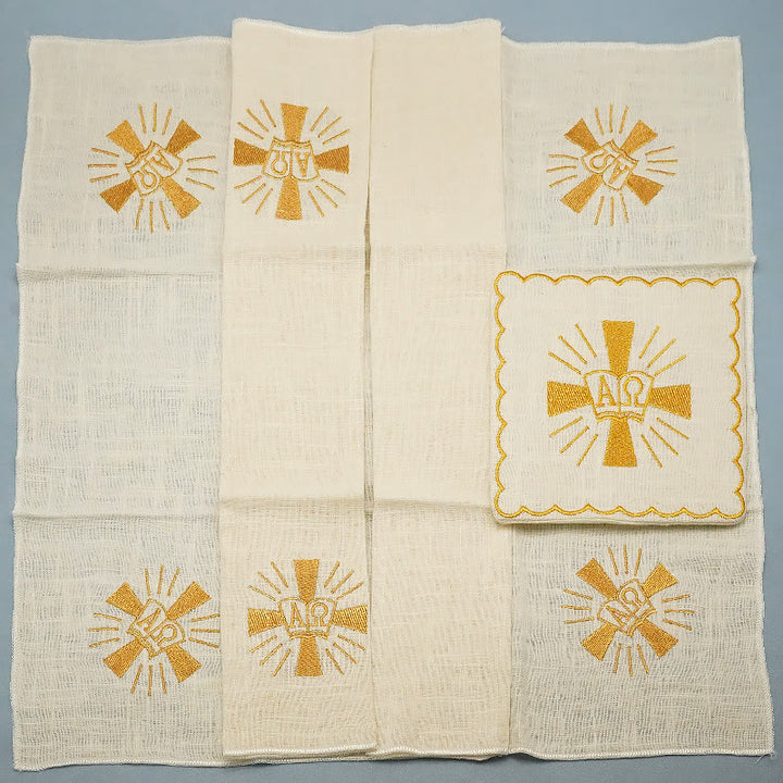 Christianartworkshop Altar-Leinenset im klassischen Stil, goldenes, glänzendes Grace-Kreuz