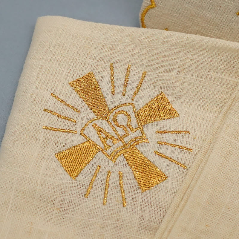 Christianartworkshop Altar-Leinenset im klassischen Stil, goldenes, glänzendes Grace-Kreuz