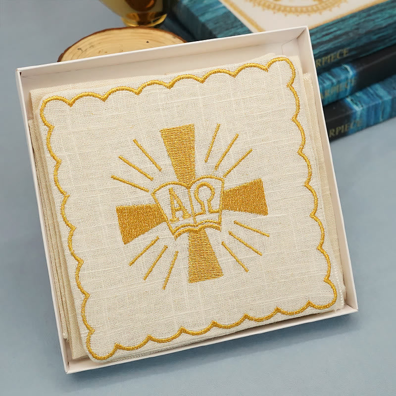 Christianartworkshop Altar-Leinenset im klassischen Stil, goldenes, glänzendes Grace-Kreuz
