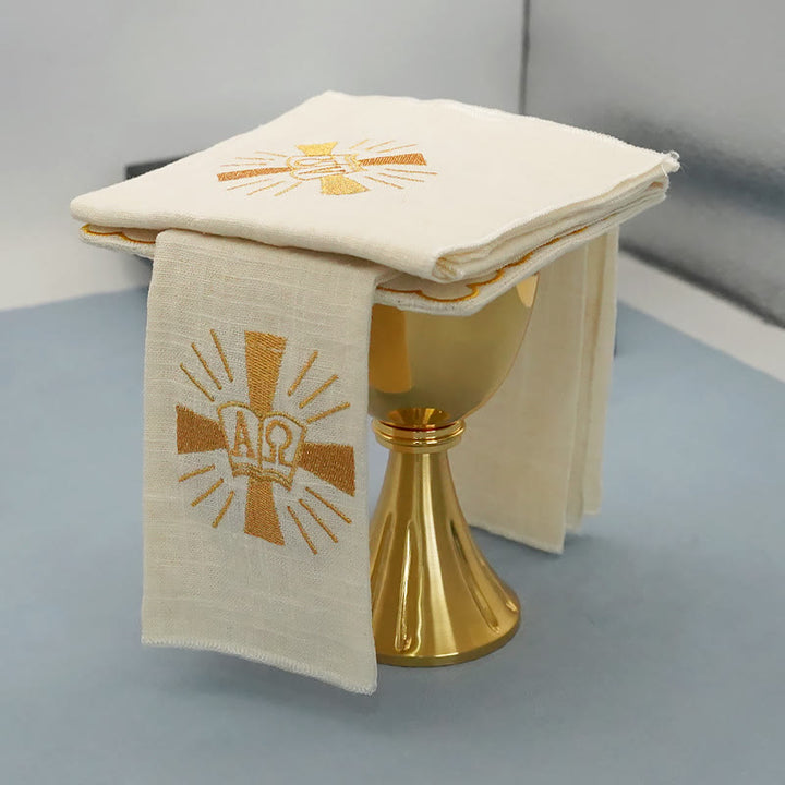 Christianartworkshop Altar-Leinenset im klassischen Stil, goldenes, glänzendes Grace-Kreuz