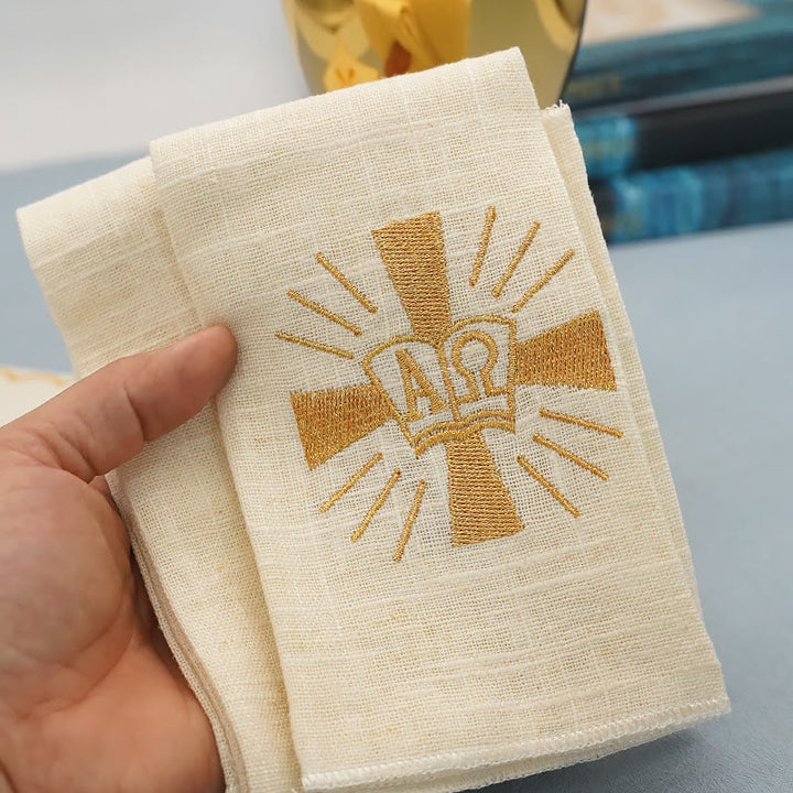 Christianartworkshop Altar-Leinenset im klassischen Stil, goldenes, glänzendes Grace-Kreuz