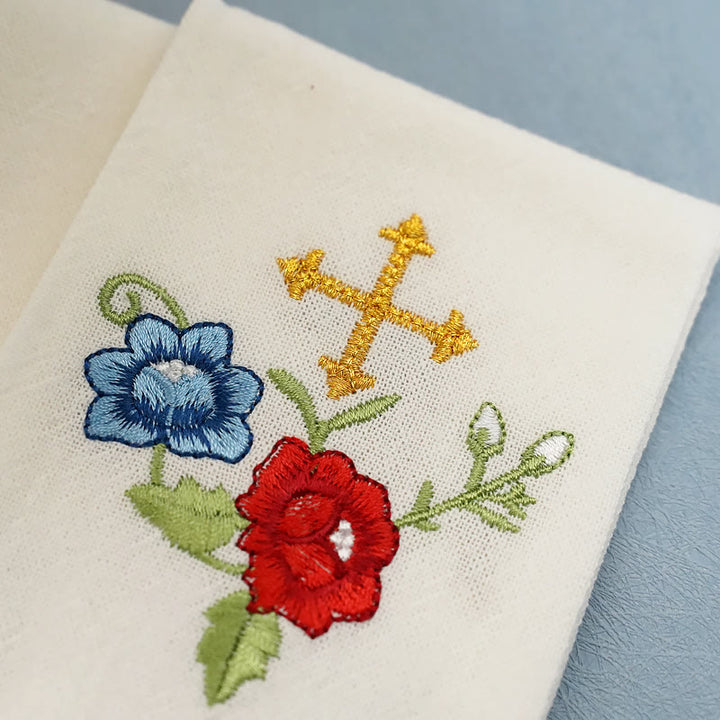 Christianartworkshop Klassischer Stil Heiliges IHS-Altar-Leinenset mit Blumenmotiv