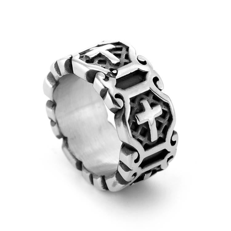 Christianartworkshop Moderner Ring mit elegantem Kreuzmotiv - Silber - US 13 - image 1