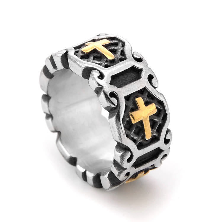Christianartworkshop Moderner Ring mit elegantem Kreuzmotiv - Gold - US 13 - image 0