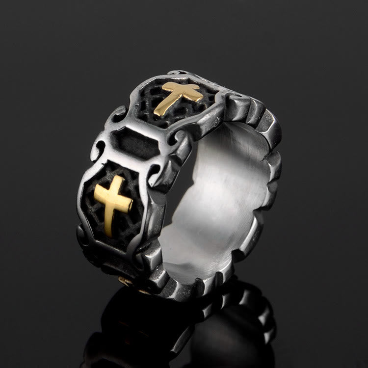 Christianartworkshop Moderner Stil Heiliges Kreuz Elegantes Muster Ring