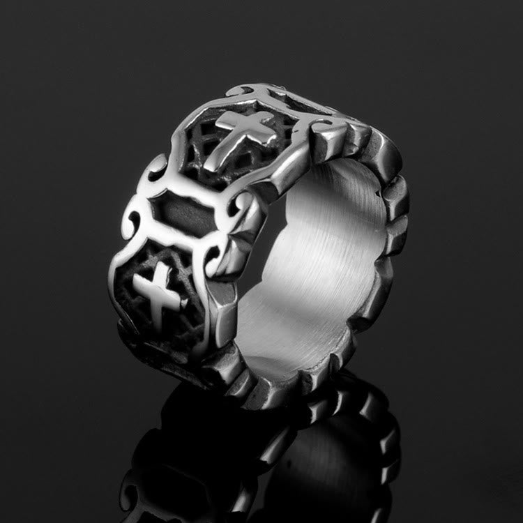 Christianartworkshop Moderner Stil Heiliges Kreuz Elegantes Muster Ring