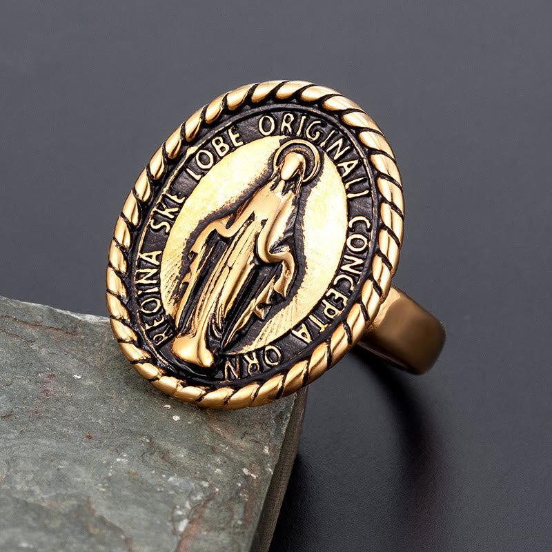 Christianartworkshop Klassischer Stil Medaillon Segensring der Jungfrau Maria - Gold - US 12 - image 1
