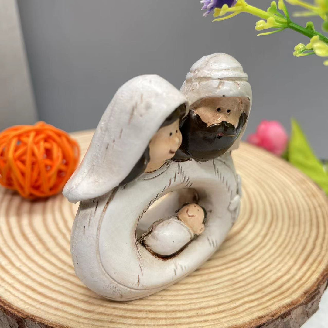 Christianartworkshop Klassischer Stil, Cartoon-Krippenszene, Heilige Familie, Desktop-Dekoration, Ornament