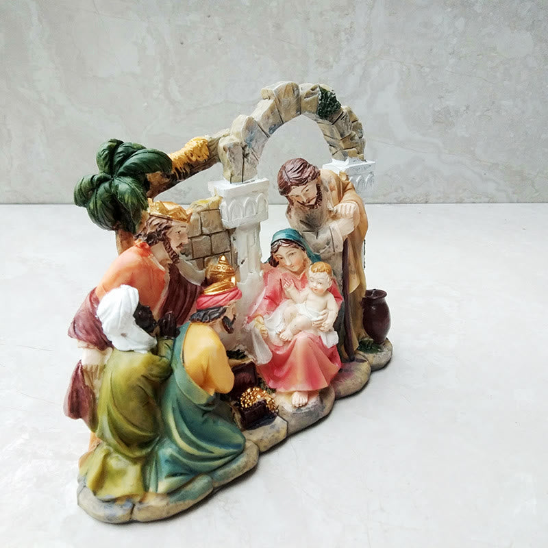 Christianartworkshop Klassischer Stil Torbogen Wand Krippe Szene Desktop Dekorationen Ornament
