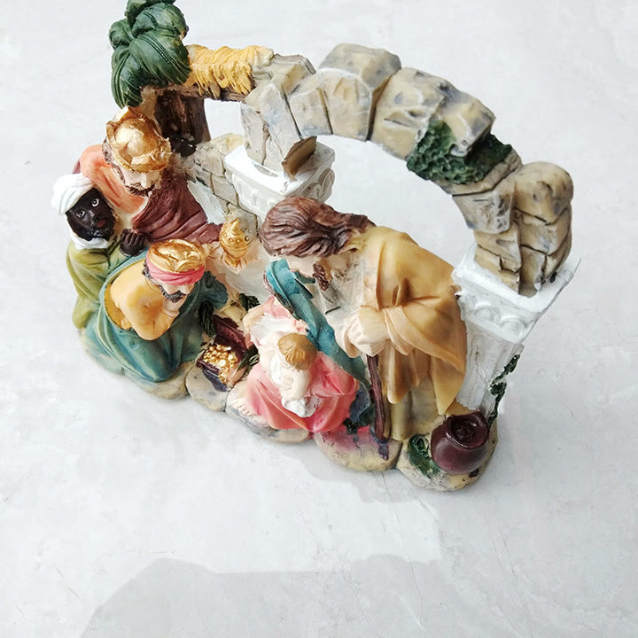Christianartworkshop Klassischer Stil Torbogen Wand Krippe Szene Desktop Dekorationen Ornament