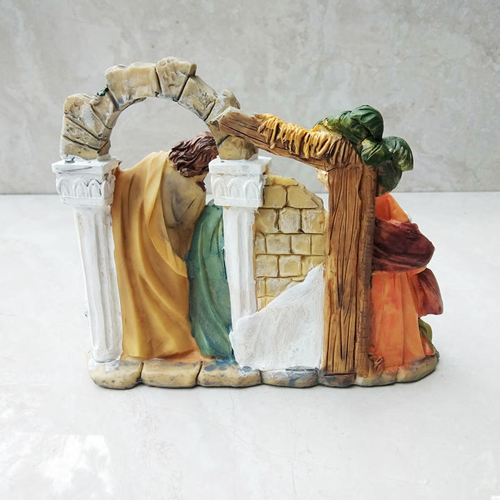 Christianartworkshop Klassischer Stil Torbogen Wand Krippe Szene Desktop Dekorationen Ornament